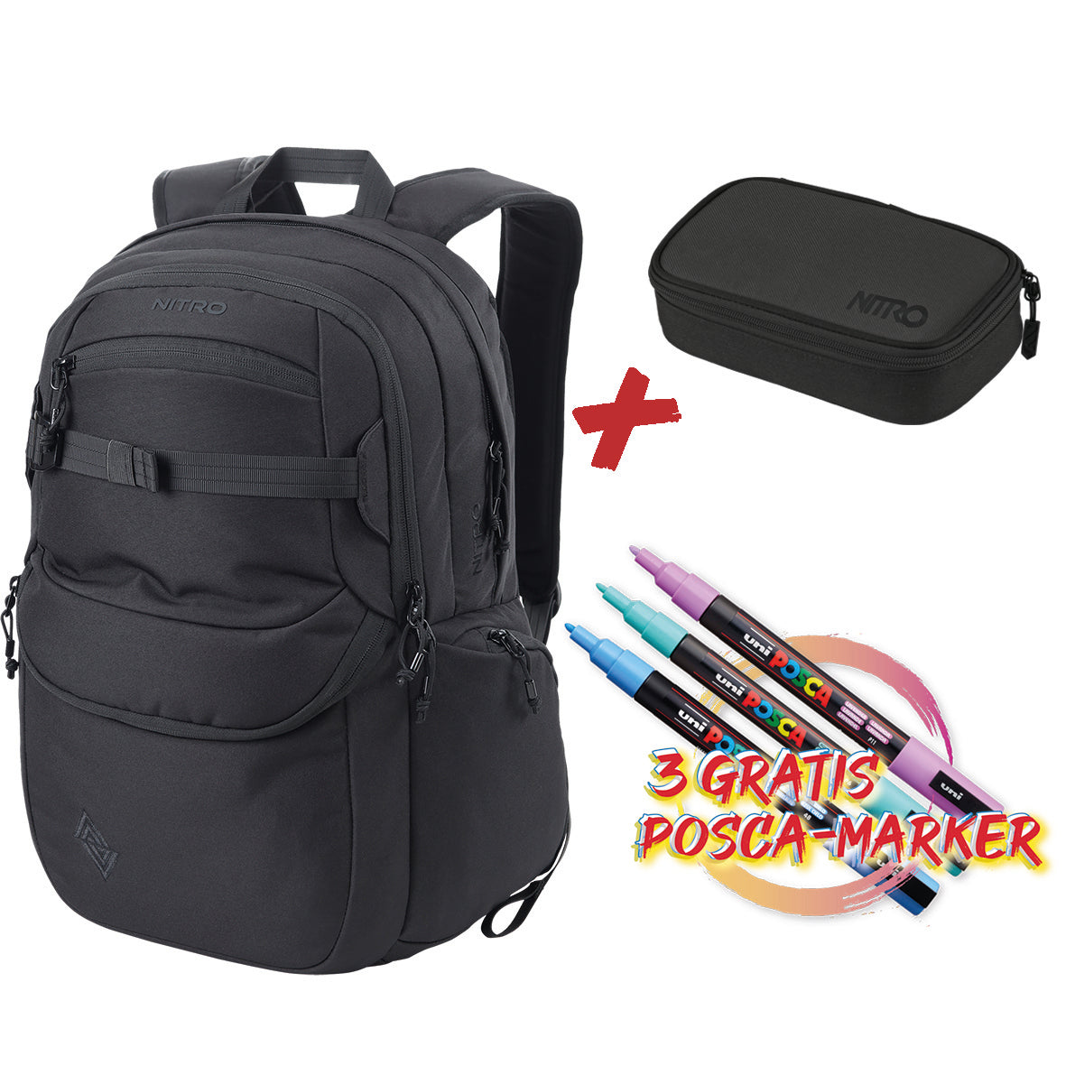Future Hero Set inkl. Pencil Case XL und 3x POSCA Markern Farbe TRUE BLACK