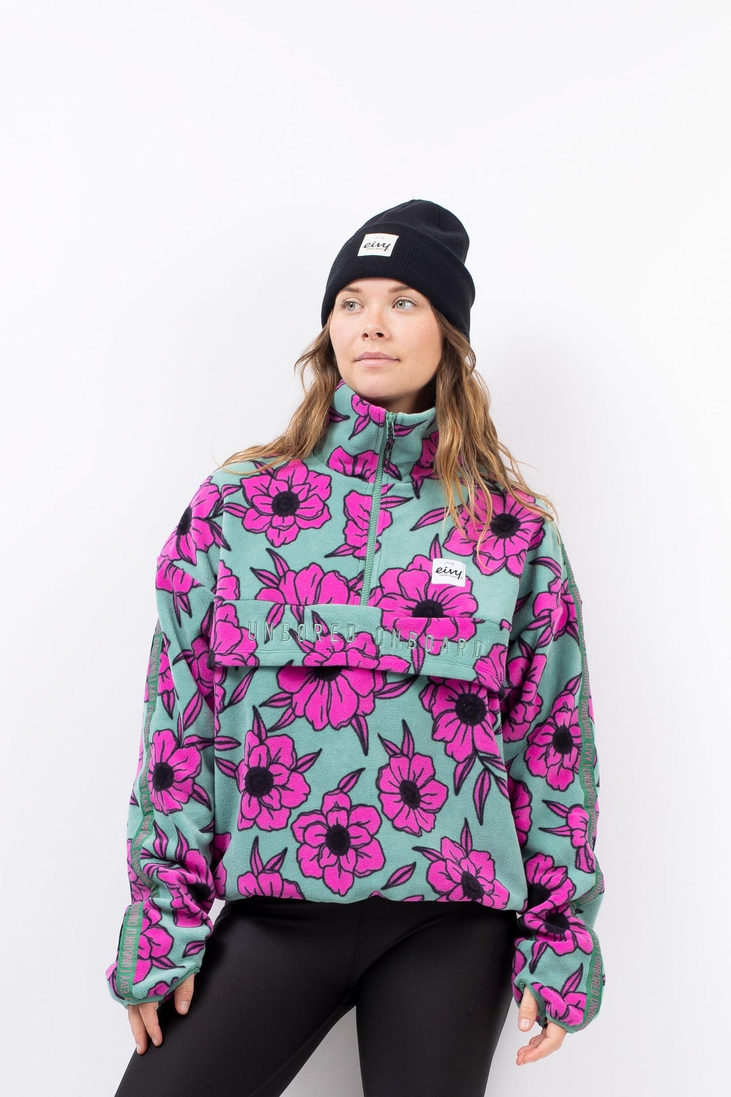 Eivy Ball Fleece Damen Pullover Farbe: Turquoise Flower