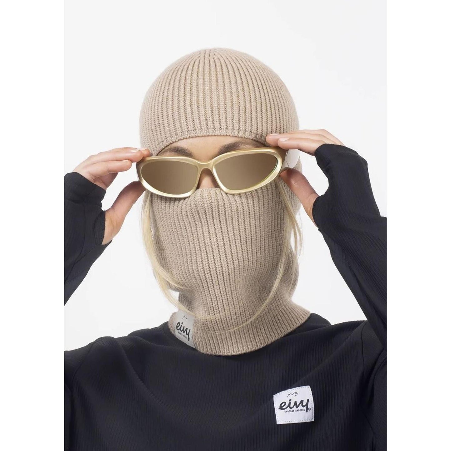 Eivy Foldable Knit Balaclava Beanie - Sand Damen Mütze Sturmhaube Schlauchschal-Nitrobags-Shop