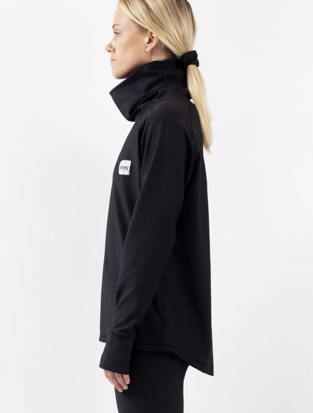 Eivy Loose Fit Gaiter Rib Top Black Langarm Damen Funktionsshirt Schwarz