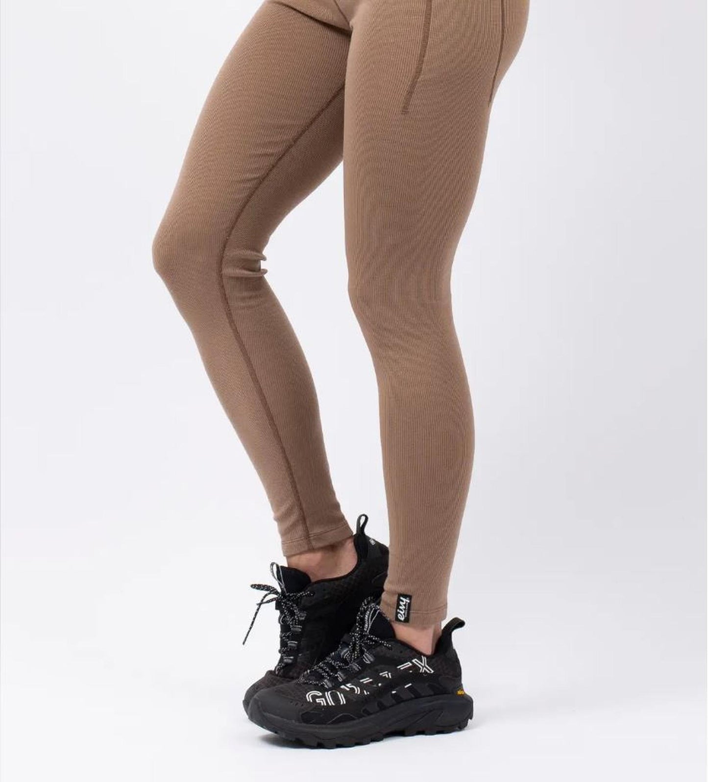 Eivy Pocket Wool Rib Tights Faded Coffee