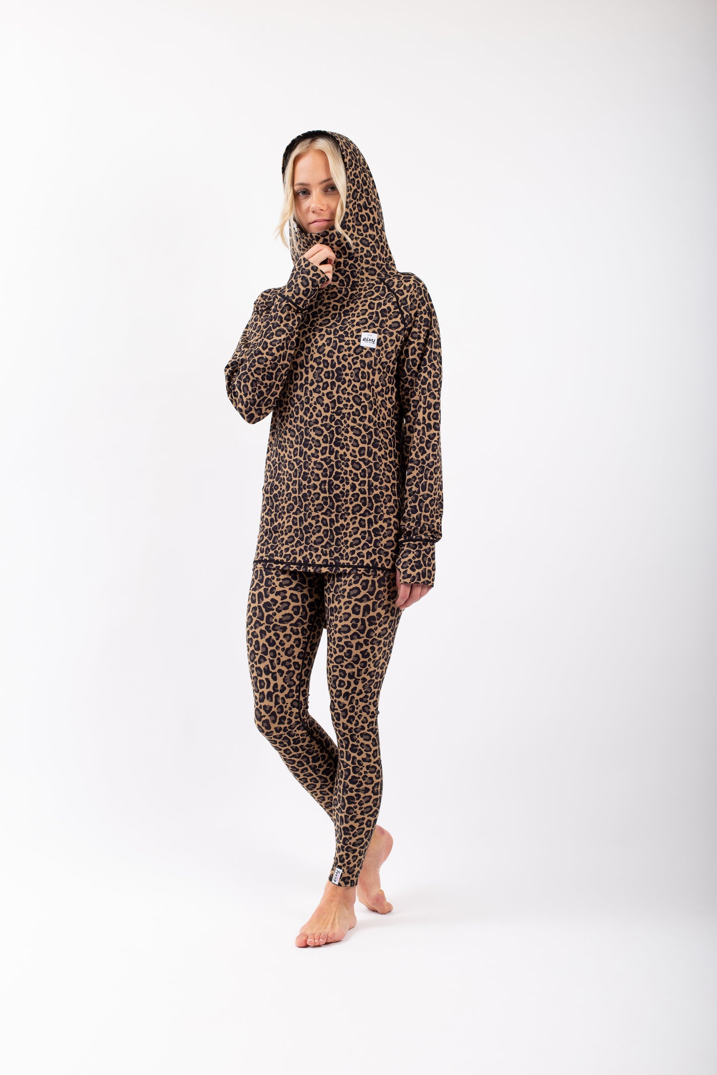 Eivy Icecold Hood Top Leopard Damen-Funktionsshirt mit Kapuze