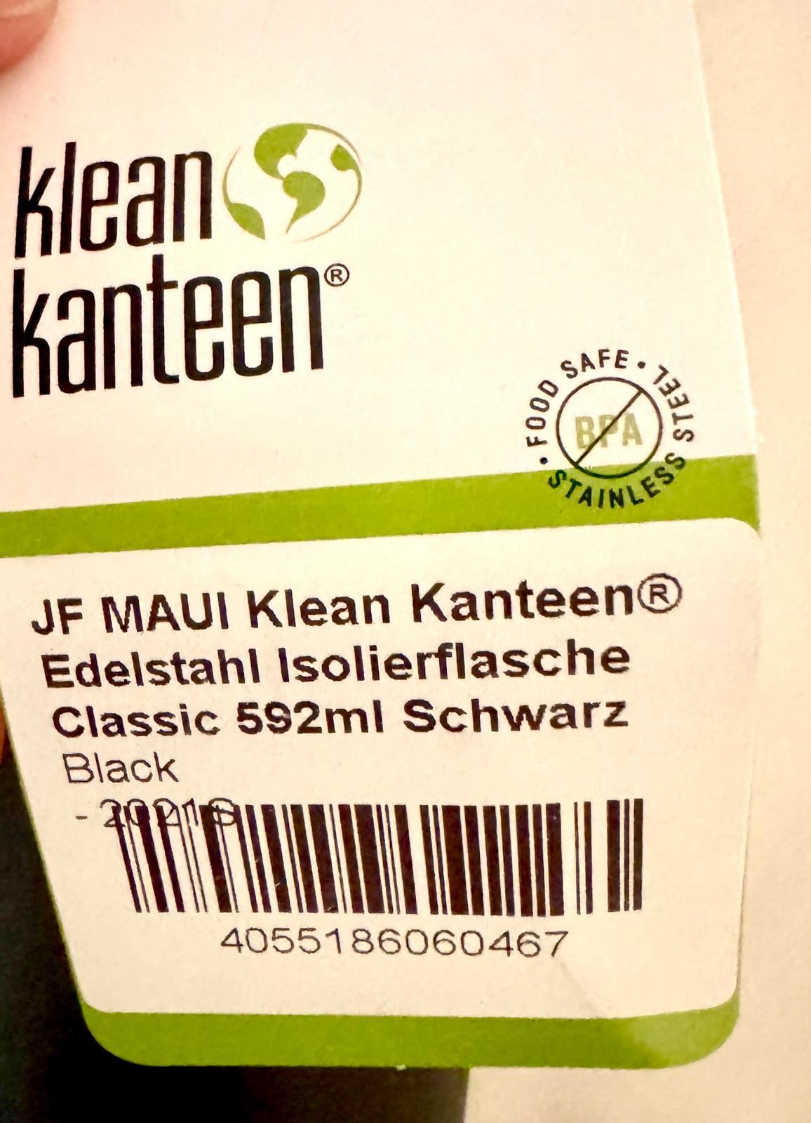 JF Maui Trinkflasche Black Klean Kanteen® Edelstahl Isolierflasche Classic 800 ml