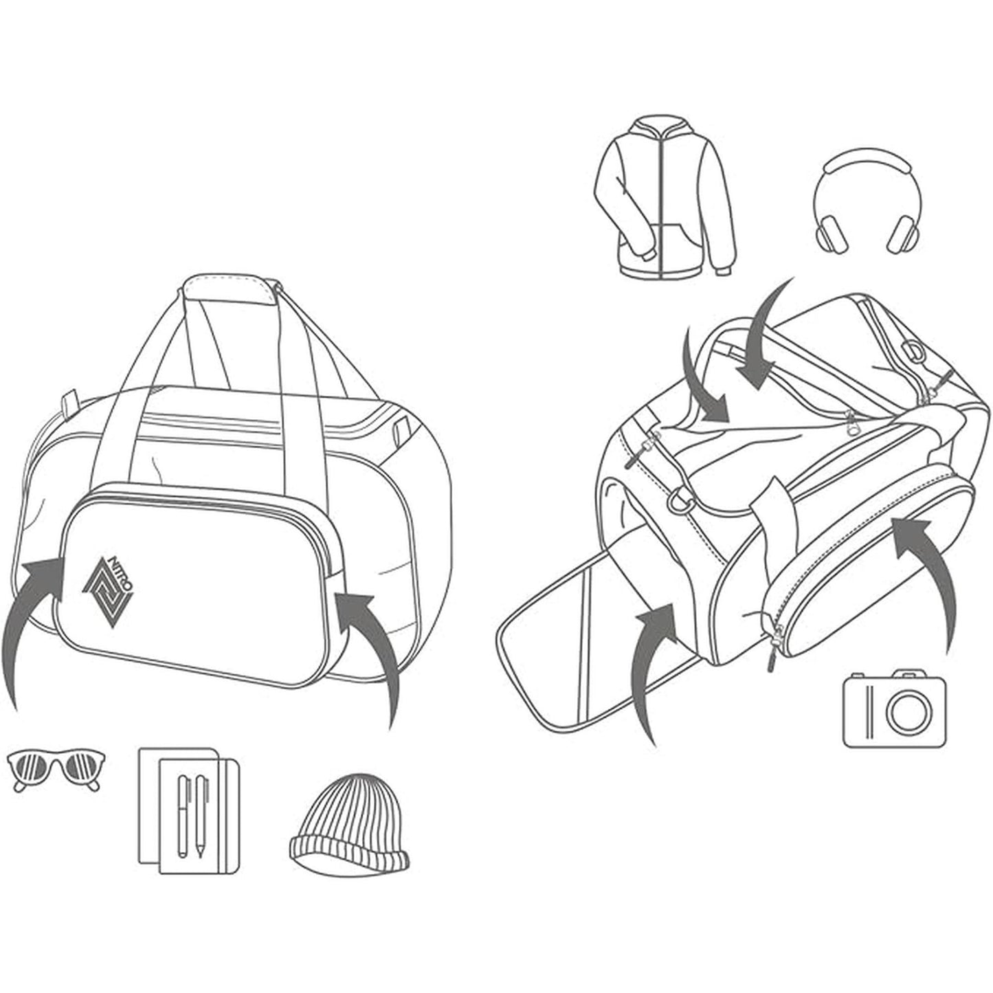 Nitro Duffle Bag Xs 35L Sporttasche mit Schuhfach Frequency Blue