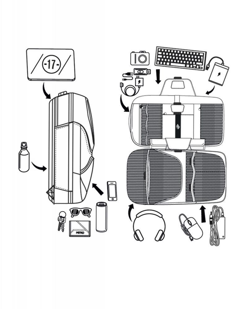 Nitro Gamer 32L Rucksack mit 17 Zoll Laptopfach Diamond Black