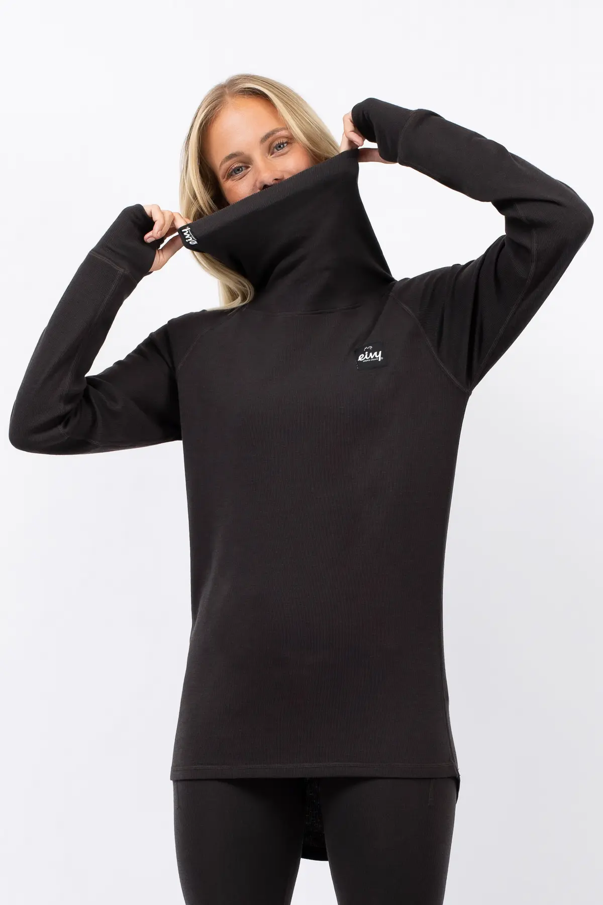 Eivy Damen Icecold Wool Gaiter Rib Top – Black