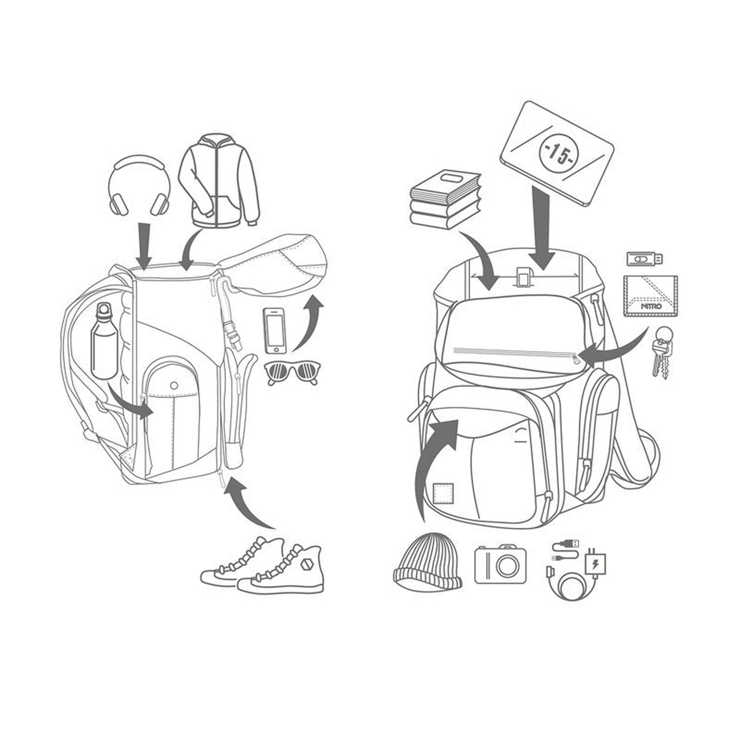 Nitro Weekender 42L Rucksack mit 17 Zoll Laptopfach Tropical