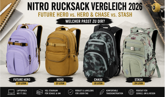 Nitro Rucksack Vergleich: Future Hero vs. Hero & Chase vs. Stash