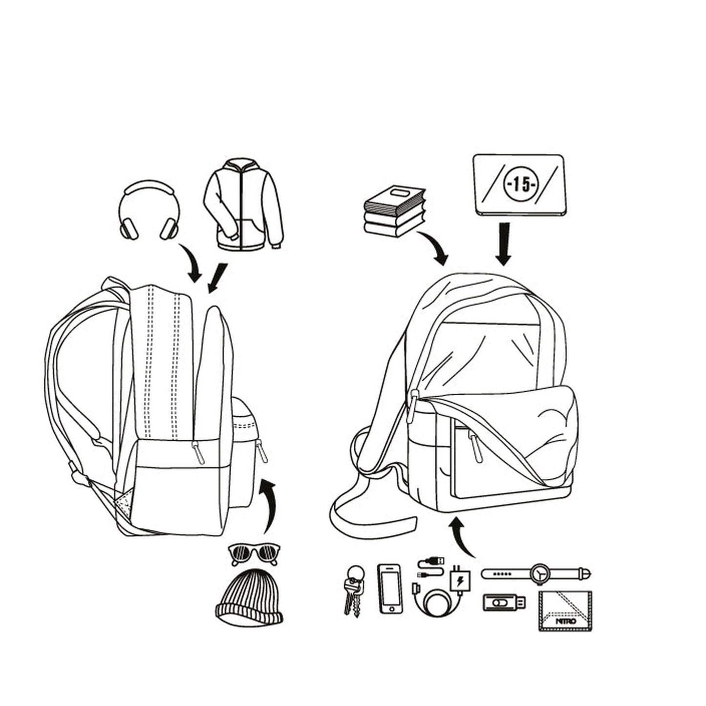 Nitro Urban Plus 28L Rucksack mit 15 Zoll Laptopfach Acid Dawn