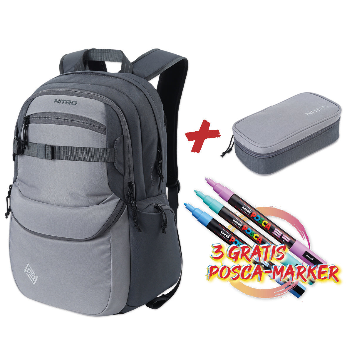 Future Hero Set inkl. Pencil Case XL und 3x POSCA Markern Farbe GRAPHITE