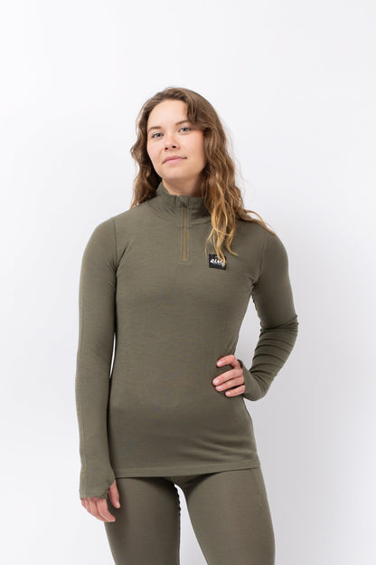 Eivy Journey Wool Rib Top Damen-Woll-Baselayer 2027 – Olive – Detailansicht 2
