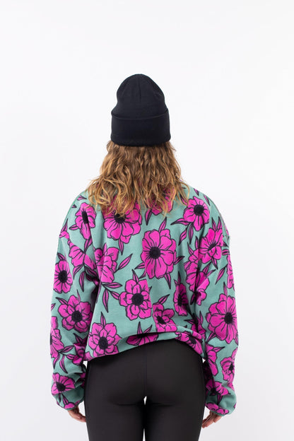 Eivy Ball Fleece Damen Pullover Farbe: Turquoise Flower