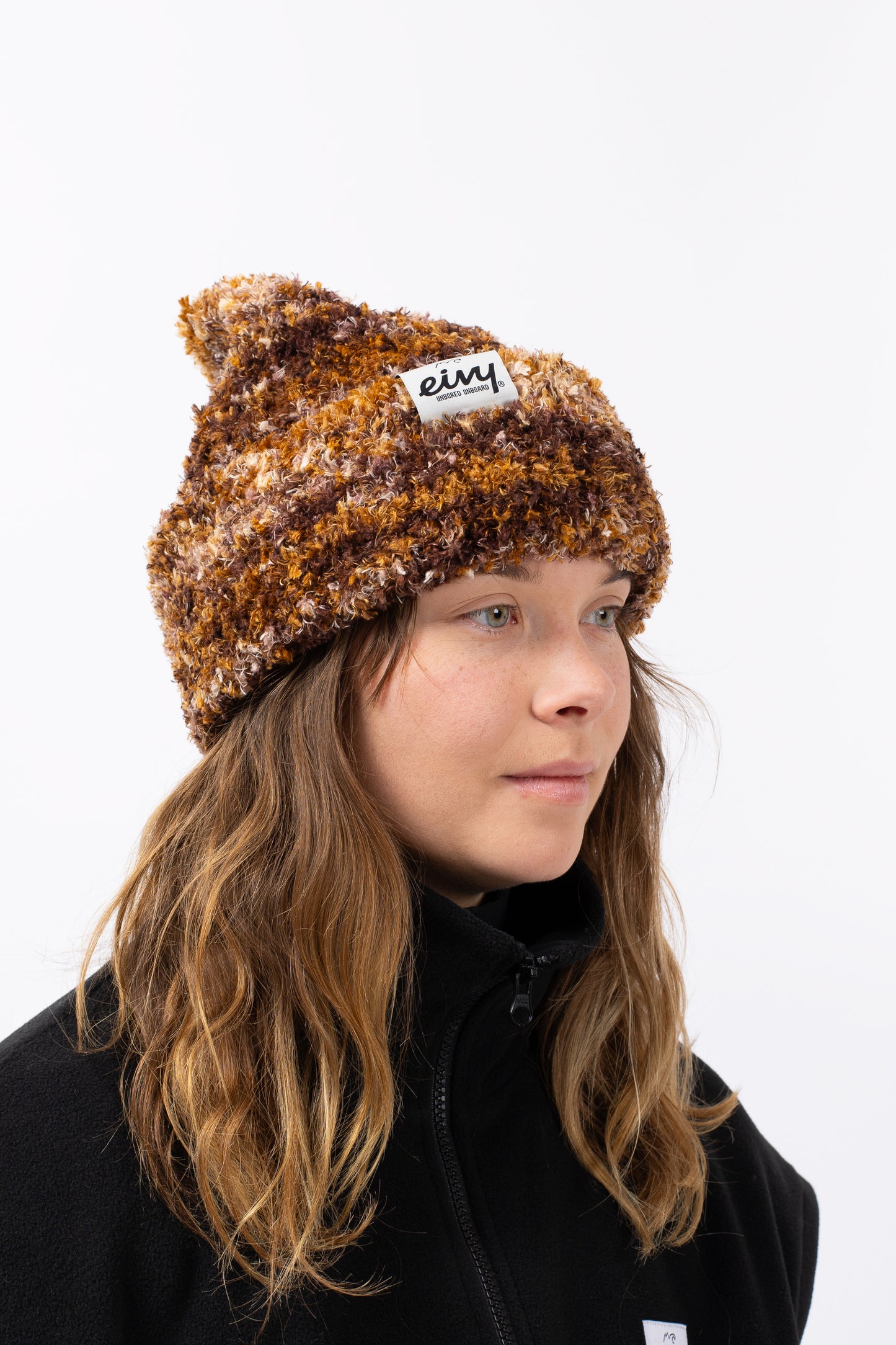 Eivy Boucle Knit Beanie Damen Mütze Brown