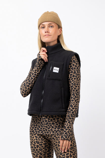 Eivy Boxy Sherpa Vest Black Damen Fleece-Weste