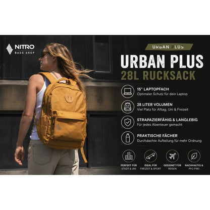 Nitro Urban Plus 28L Rucksack mit 15 Zoll Laptopfach Farbe Amber Glow