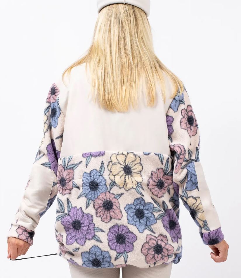 Eivy Field Sherpa Jacket Big Flower Modische Damen-Fleecejacke