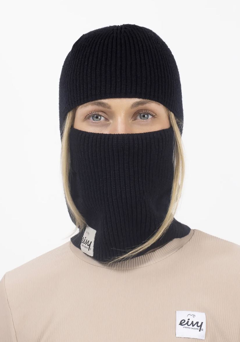 Eivy Foldable Knit Balaclava Beanie - Black Mütze Sturmhaube Schlauchschal