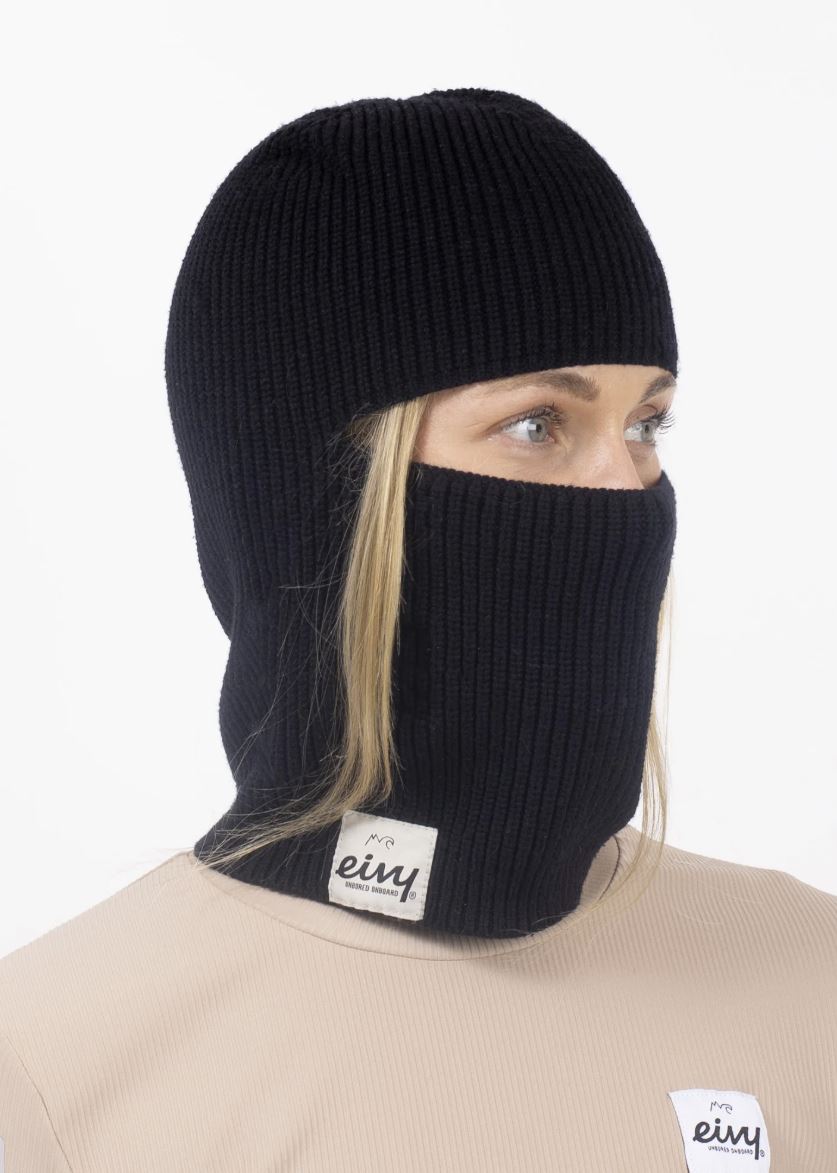 Eivy Foldable Knit Balaclava Beanie - Black Mütze Sturmhaube Schlauchschal