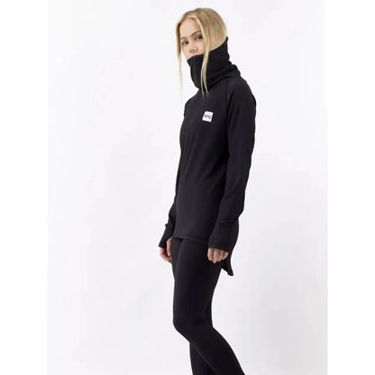Eivy Icecold Gaiter Rib Top Black Damen-Baselayer mit integriertem Neckwarmer