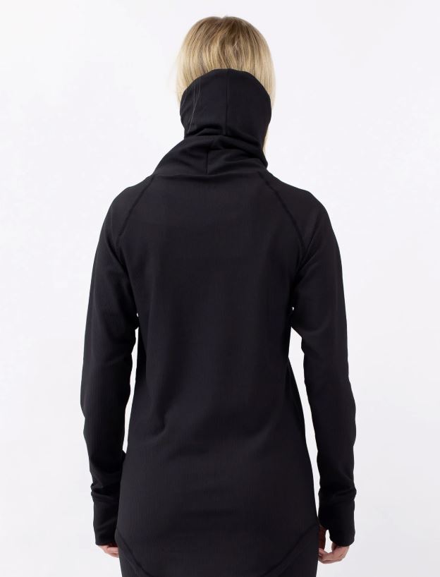 Eivy Icecold Gaiter Rib Top Black Damen-Baselayer mit integriertem Neckwarmer