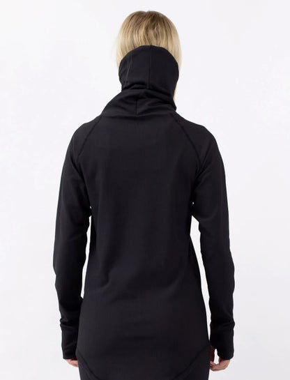 Eivy Icecold Gaiter Rib Top Black Damen-Baselayer mit integriertem Neckwarmer
