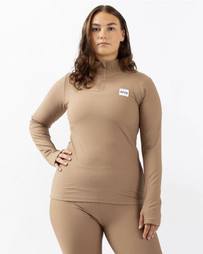 Eivy Journey Rib Top Faded Coffee Funktionales Damen-Baselayer-Shirt für Outdoor