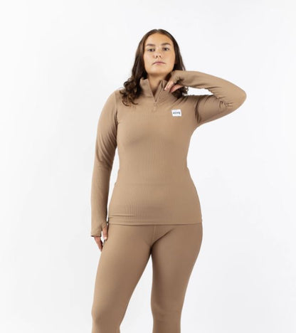 Eivy Journey Rib Top Faded Coffee Funktionales Damen-Baselayer-Shirt für Outdoor