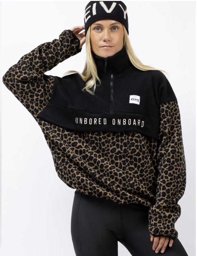 Eivy Ball Fleece Black/Leopard Fleecepullover Leopardenmuster