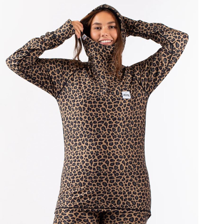 Eivy Icecold Hood Top Leopard Damen-Funktionsshirt mit Kapuze