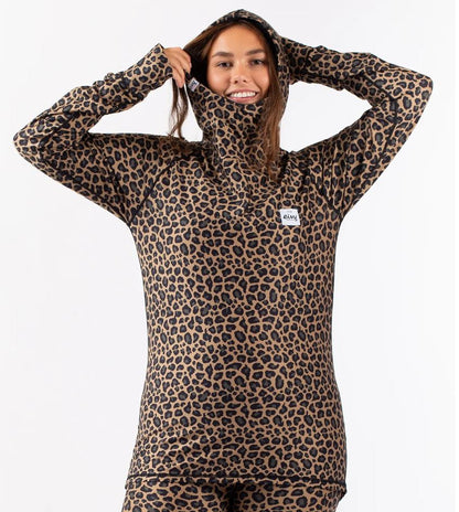 Eivy Icecold Hood Top Leopard Damen-Funktionsshirt mit Kapuze