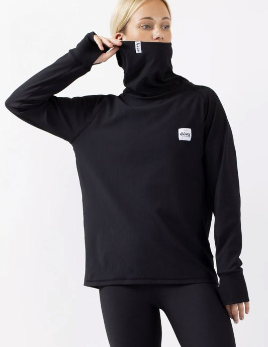 Eivy Loose Fit Gaiter Rib Top Black Langarm Damen Funktionsshirt Schwarz