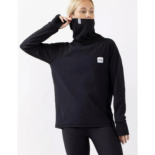 Eivy Loose Fit Gaiter Rib Top Black Langarm Damen Funktionsshirt Schwarz