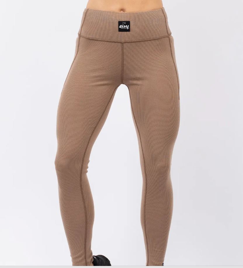 Eivy Pocket Wool Rib Tights Faded Coffee