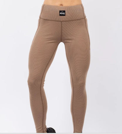 Eivy Pocket Wool Rib Tights Faded Coffee