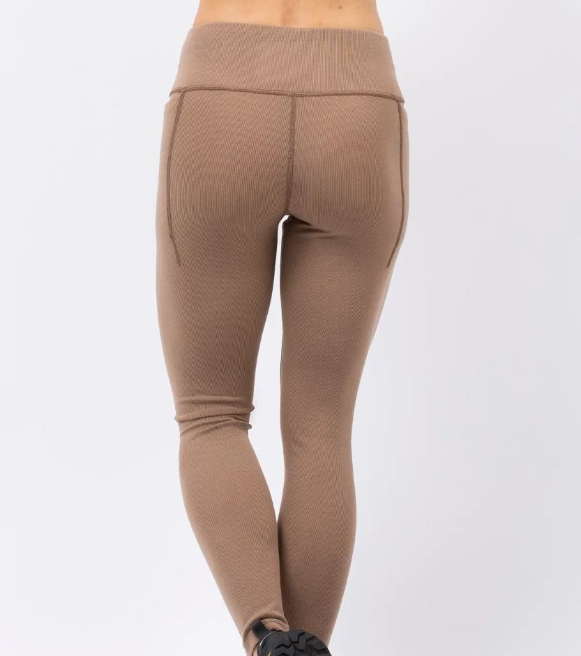 Eivy Pocket Wool Rib Tights Faded Coffee