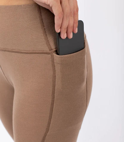 Eivy Pocket Wool Rib Tights Faded Coffee