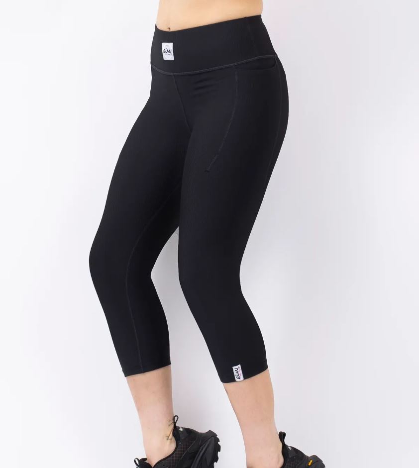 Eivy Pocket Rib 3/4 Tights Black Schwarze Damen-Sportleggings