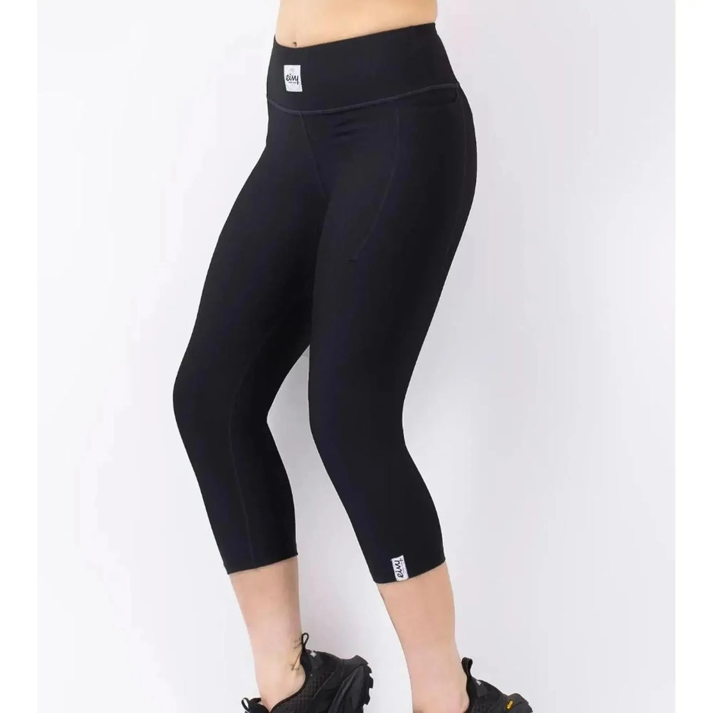 Eivy Pocket Rib 3/4 Tights Black Schwarze Damen-Sportleggings