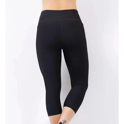 Eivy Pocket Rib 3/4 Tights Black Schwarze Damen-Sportleggings