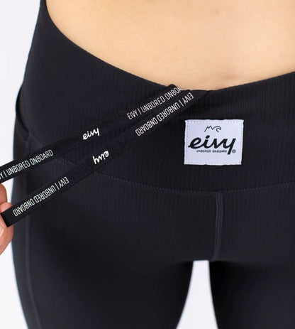Eivy Pocket Rib 3/4 Tights Black Schwarze Damen-Sportleggings