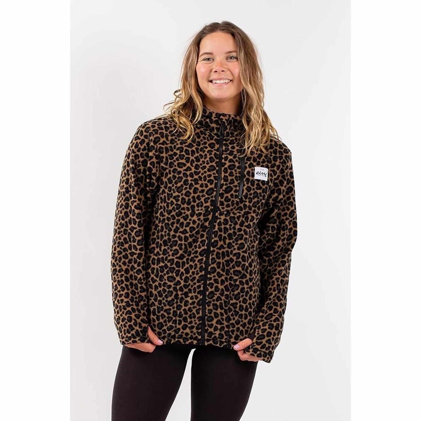 Eivy Techlight Ziphood Fleece Leopard Fleecepullover mit Kapuze und Daumenschlaufen