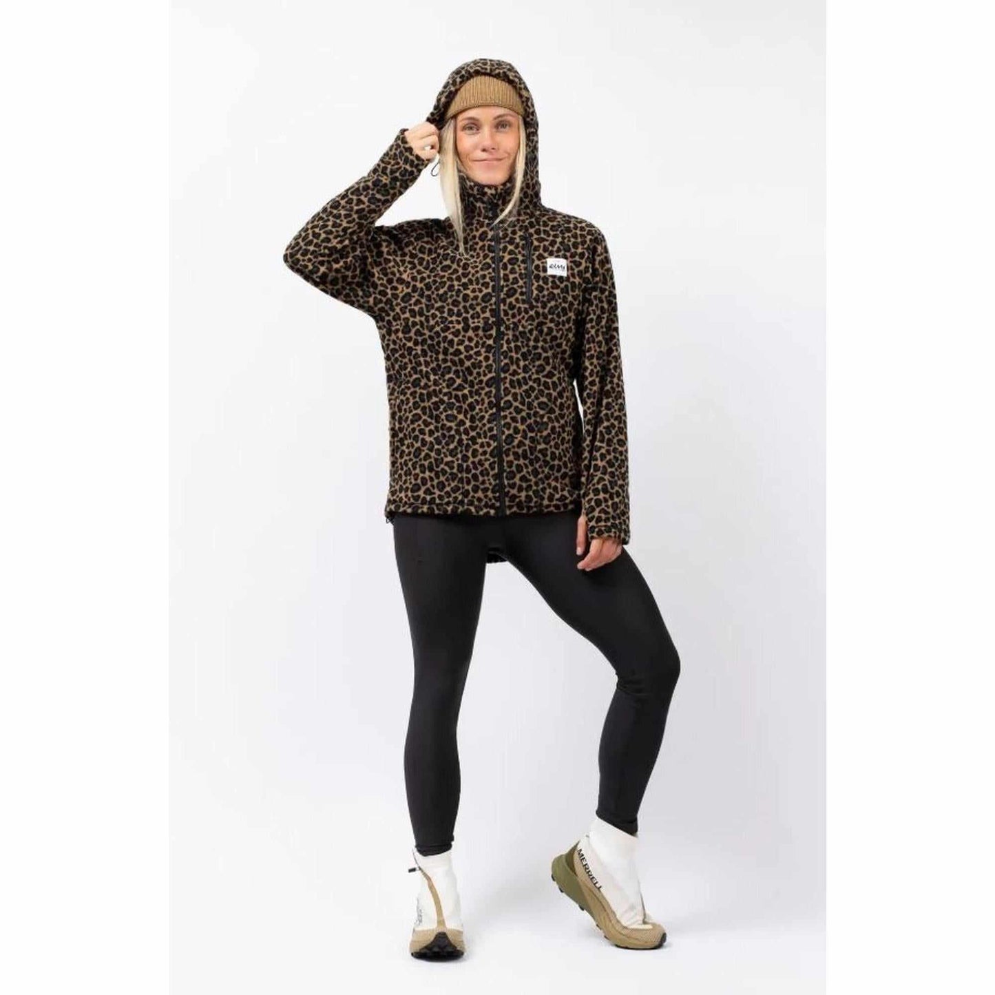 Eivy Techlight Ziphood Fleece Leopard Fleecepullover mit Kapuze und Daumenschlaufen