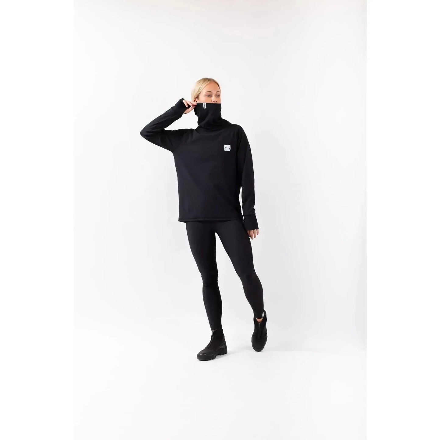 Eivy Loose Fit Gaiter Rib Top Black Langarm Damen Funktionsshirt Schwarz