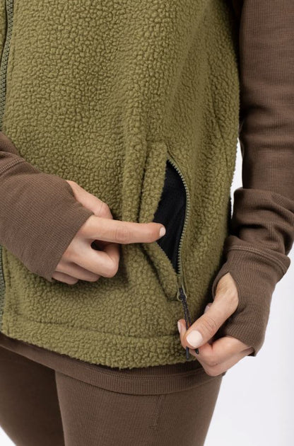 Eivy Lumberjackie Sherpa Vest Olive Fleeceweste weiches Sherpa-Vlies