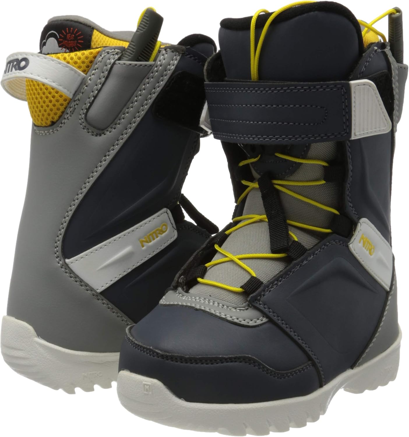 Nitro Droid QLS Navy Blue-Grey-Yellow Snowboardboot Kinder