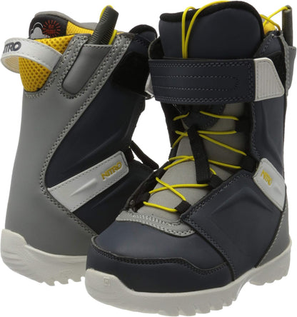Nitro Droid QLS Navy Blue-Grey-Yellow Snowboardboot Kinder