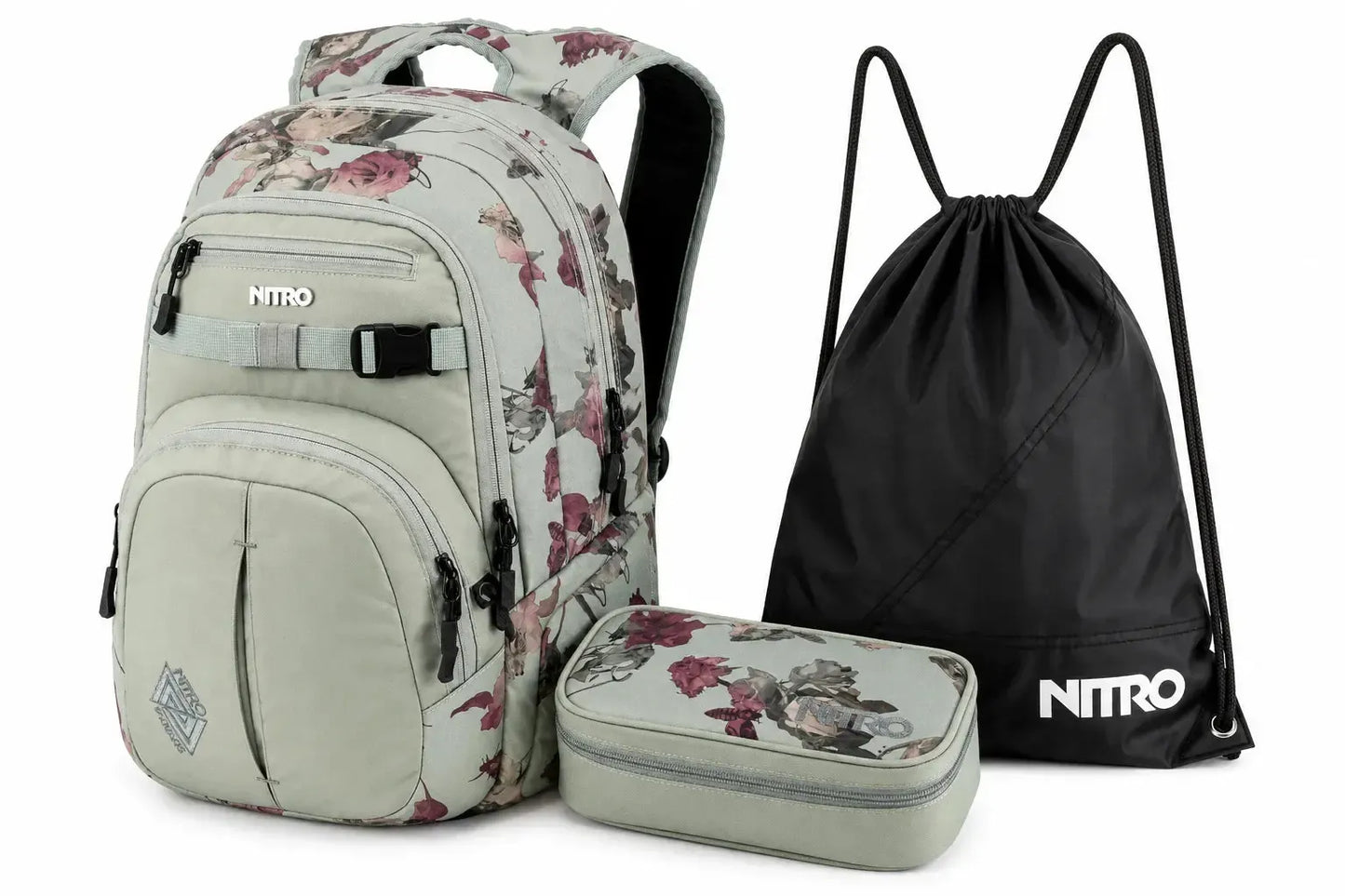 Nitro Complete School Set Chase Dead Flower – 3-teilig | Mädchen Schulrucksack Set inkl. Pencil Case XL & Sports Sack-Nitrobags-Shop