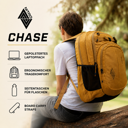Nitro Chase 35L Rucksack Schulrucksack mit 17 Zoll Laptopfach – Amber Glow