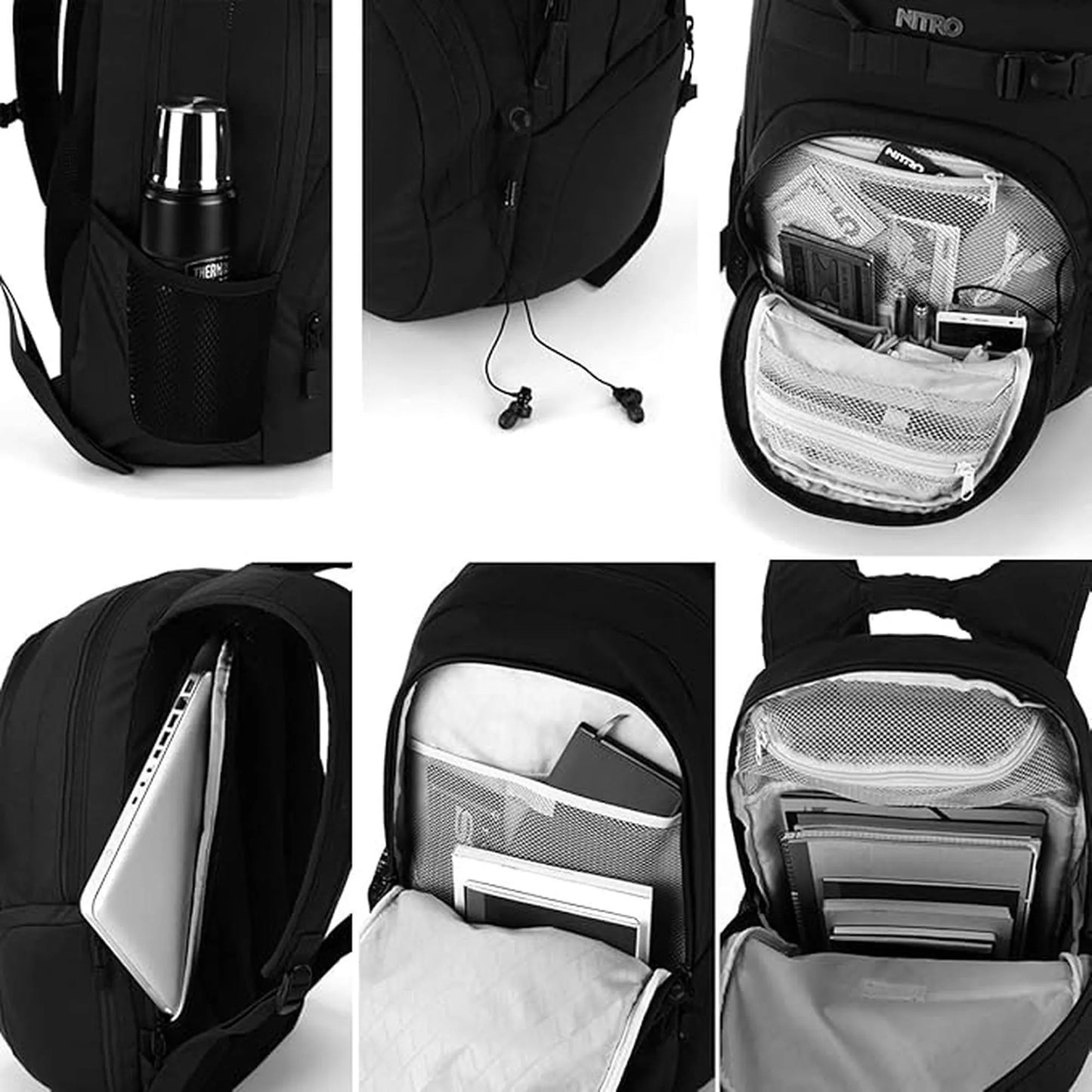 Nitro Chase 35L Rucksack / Schulrucksack mit 17 Zoll Laptopfach True Black
