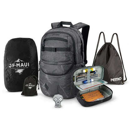 Nitro Complete School Set PLUS Future Hero Forged Camo – 5-teilig inkl. Pencil Case XL, Sportsack, Rain Cover & Reflektor-Nitrobags-Shop